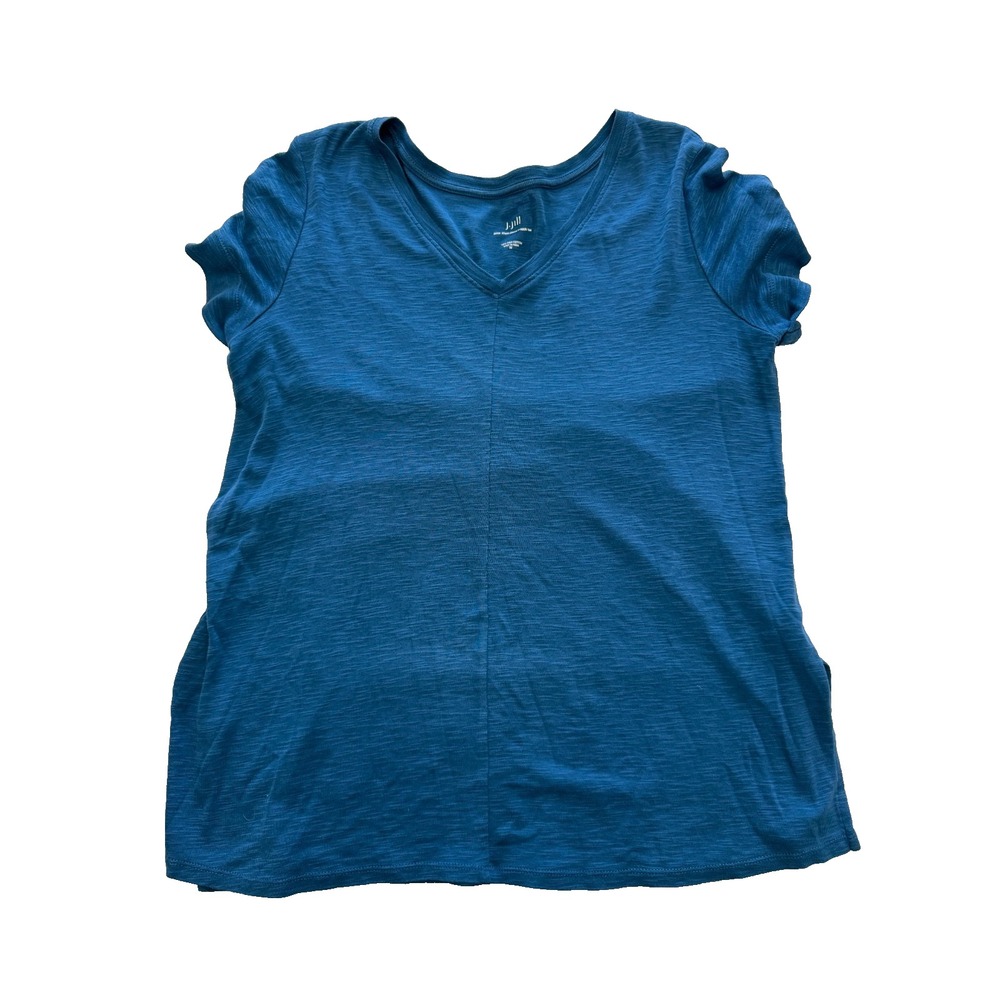 J.Jill Pima Short Sleeve V Neck Tee Womens‎ M Blue Cotton Basic Casual